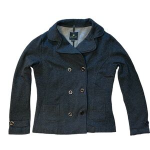 Nollie Cotton Fleece Button Up Pea Coat Grey Size Large